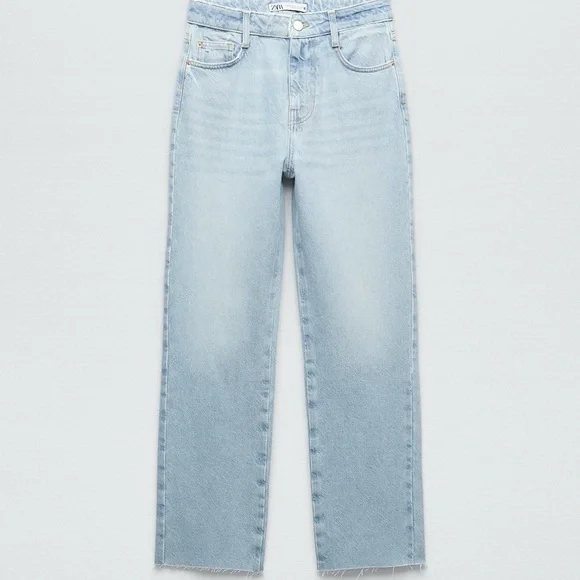 Zara Z1975 HIGH-RISE STRAIGHT JEANS light wash - Picture 6 of 14